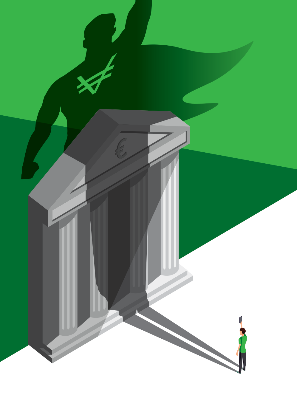 Super héros VeraCash face à une banque